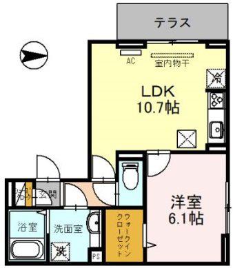 セジュールシュシュ(1LDK/2階)の間取り写真