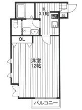 フレア経堂(1K/3階)の間取り写真
