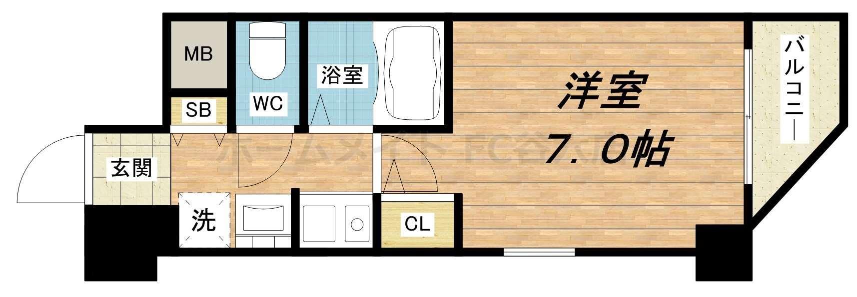 エスリード上本町北(1K/2階)の間取り写真