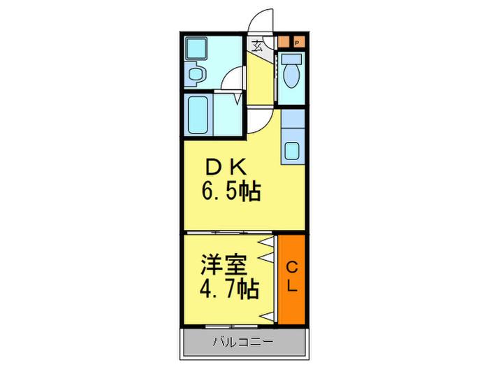 プレジュール春日(1DK/2階)の間取り写真