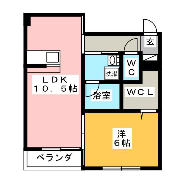 富士見テラス鎌倉(1LDK/2階)の間取り写真