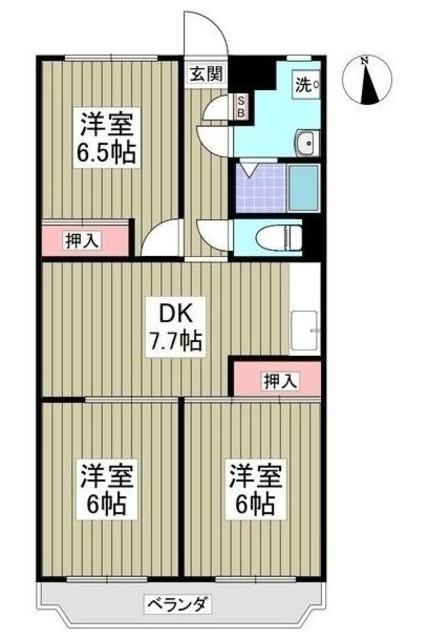 風見鶏グランドハイツII(3DK/2階)の間取り写真