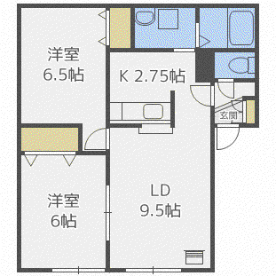 リビングタウン札幌東A棟(2LDK/2階)の間取り写真