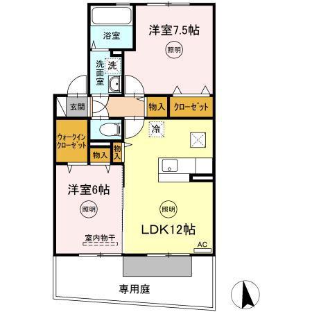 アウローラ(2LDK/1階)の間取り写真