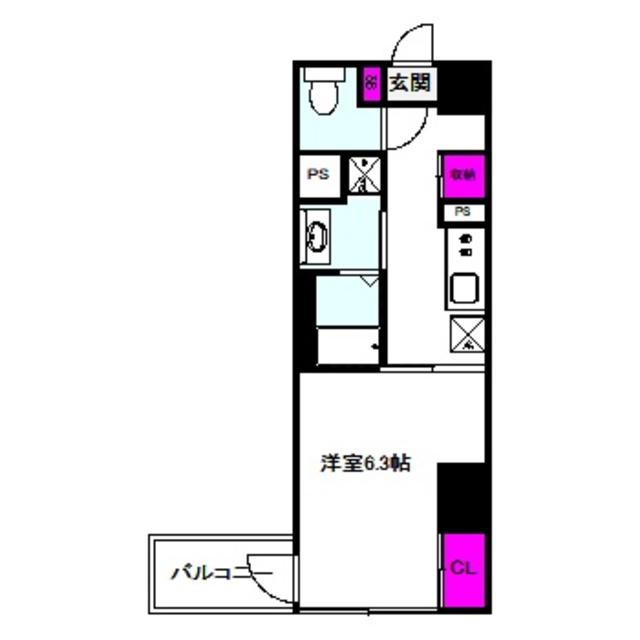 JPレジデンス京橋イースト(1K/6階)の間取り写真