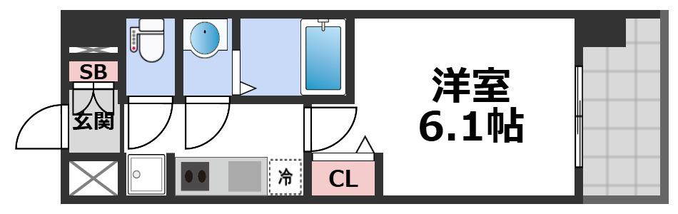 プレサンス東小橋エレディータ(1K/2階)の間取り写真
