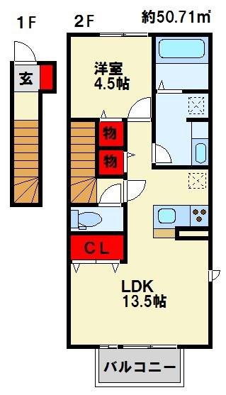 プレステージ(1LDK/2階)の間取り写真