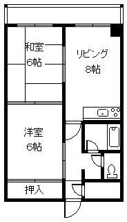 滝川ハイツNO.1-2(2DK/6階)の間取り写真