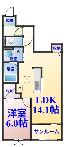 M N R.II(1LDK/1階)の間取り写真