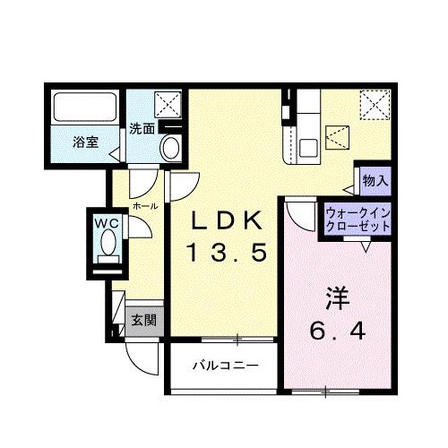LA CASA MIA DUE(1LDK/1階)の間取り写真