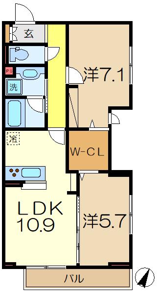 ホープハイツ(2LDK/3階)の間取り写真