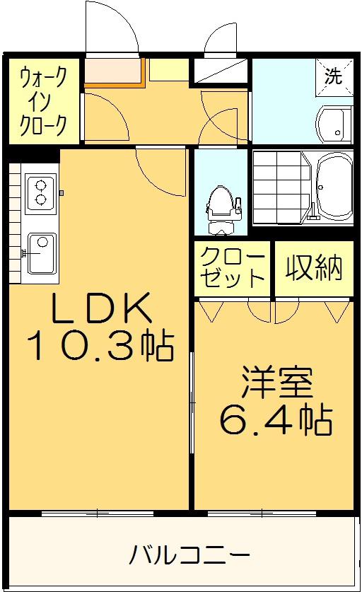 マリベール上林(1LDK/1階)の間取り写真