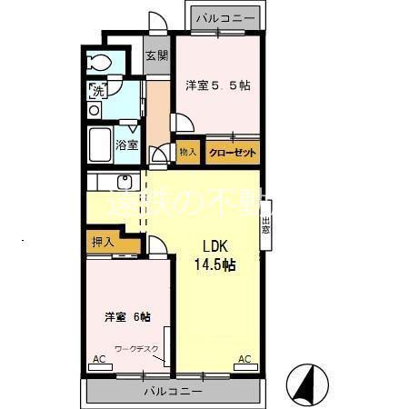 ネバーランドII(2LDK/3階)の間取り写真