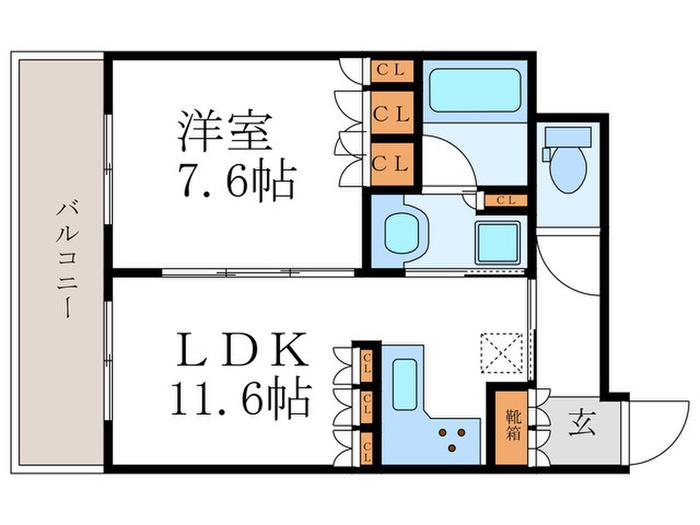 リーガル京都御所西V(1LDK/1階)の間取り写真