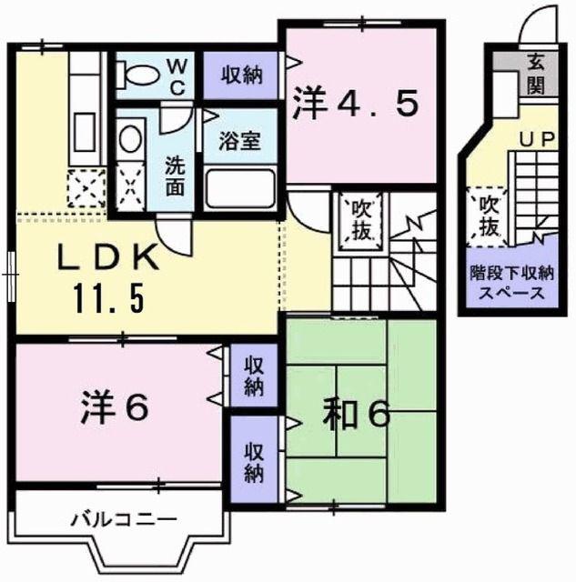 メイプル弐番館(3LDK/2階)の間取り写真