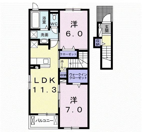 パレスSAKIZONOIII(2LDK/2階)の間取り写真