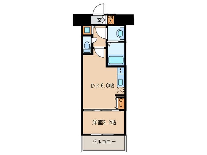 GARNETMILLENNIUMKYOTO九条烏丸(1DK/2階)の間取り写真