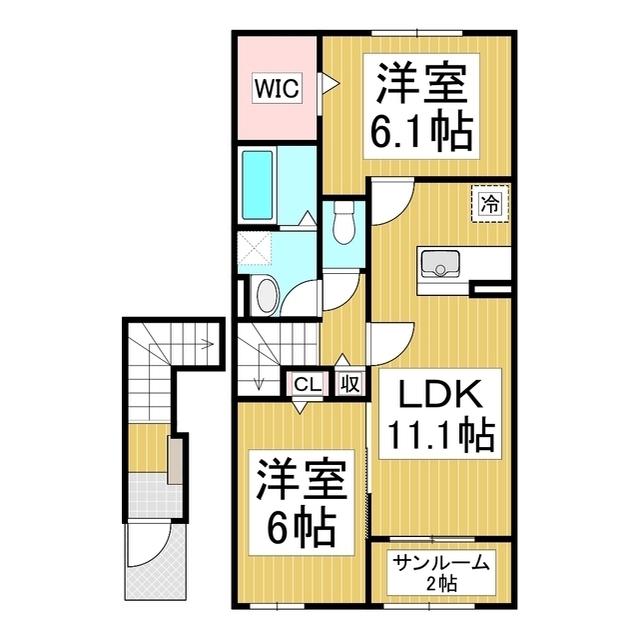 プランドールみすずA(2LDK/2階)の間取り写真
