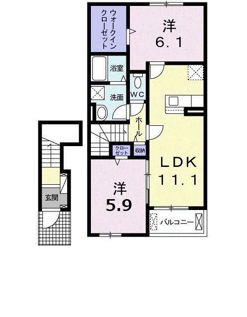 フローレンス弐番館(2LDK/2階)の間取り写真