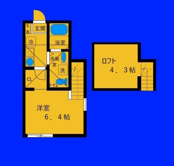 グランテラス(1K/1階)の間取り写真