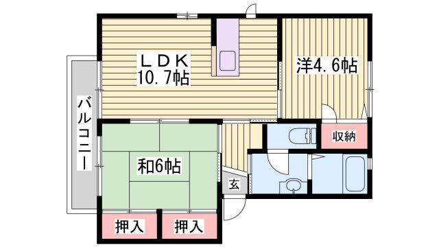 バリュージュ西島B棟(2LDK/2階)の間取り写真