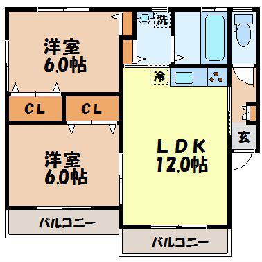 桜ハウス(2LDK/1階)の間取り写真