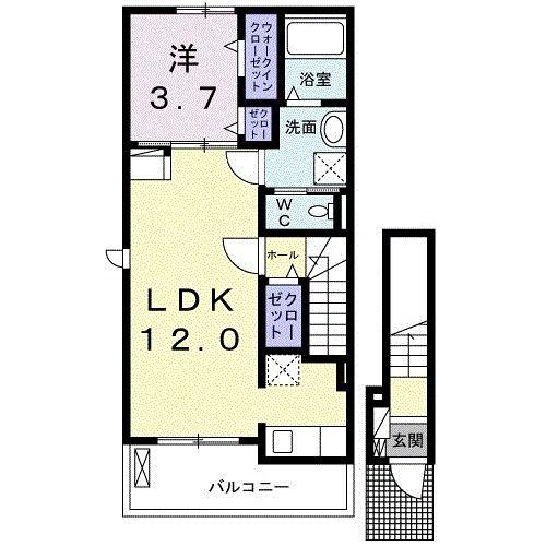 MSGARDEN三次十日市南(1LDK/2階)の間取り写真
