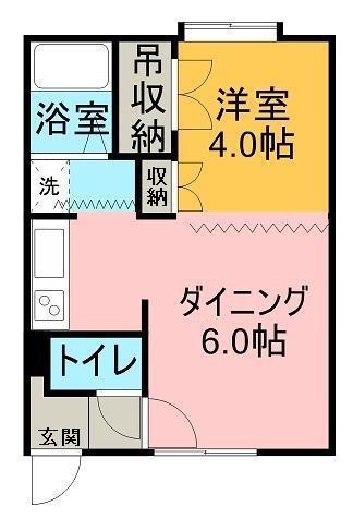 ビューポイントA(1DK/2階)の間取り写真