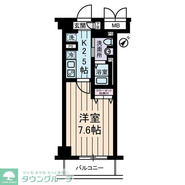 バージュアル浦和イースト(1K/6階)の間取り写真