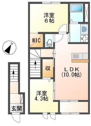 シェルキィ(2LDK/2階)の間取り写真