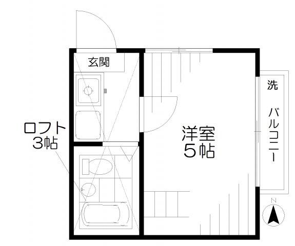 藤和ハイツ(1K/2階)の間取り写真