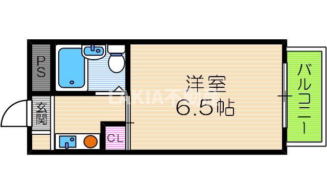 ブロッサム阿倍野(1K/2階)の間取り写真