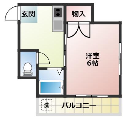 セブンシーズ調布(1K/2階)の間取り写真