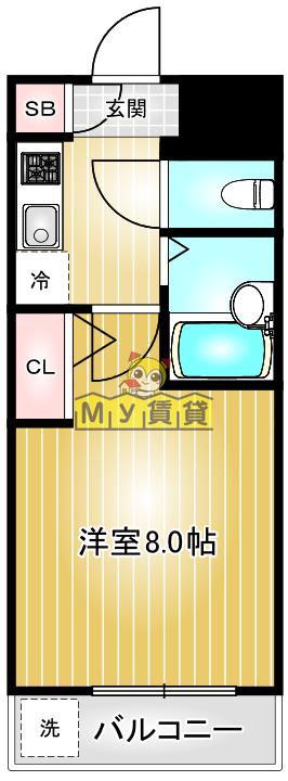 置地マンション(1K/3階)の間取り写真