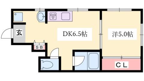 山本通ハイツ(1DK/1階)の間取り写真