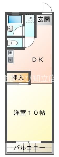 陽明館2(1DK/1階)の間取り写真