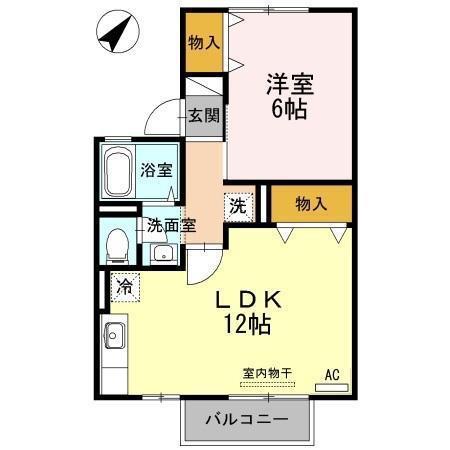 MKハイツII棟(1LDK/2階)の間取り写真