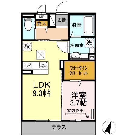 シャルマンパークサイド(1LDK/1階)の間取り写真