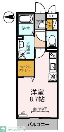 フェルカ(ワンルーム/2階)の間取り写真