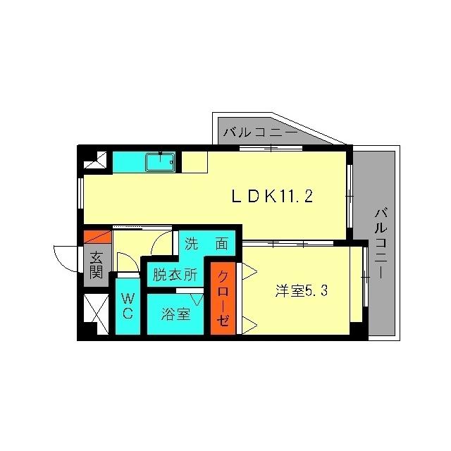ヴェルドミール須玖(1LDK/6階)の間取り写真