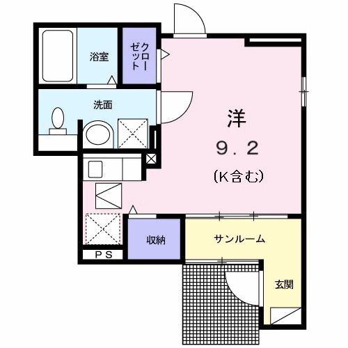 カルム聖蹟(ワンルーム/1階)の間取り写真