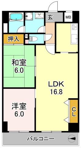 サンライズ有(2LDK/4階)の間取り写真