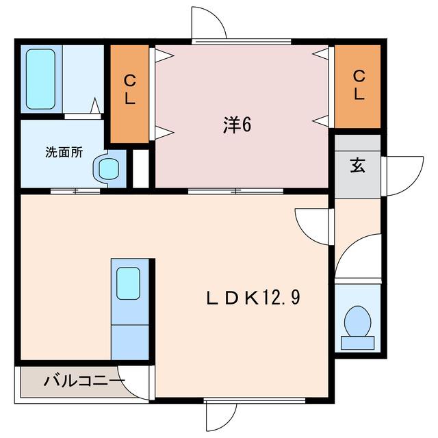 レインボーハウスBONHEUR(1LDK/3階)の間取り写真