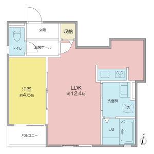 VILLA桜山(1LDK/1階)の間取り写真