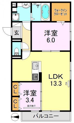 MAISON DU ESPOIR|メゾン ド エスポワール(2LDK/2階)の間取り写真