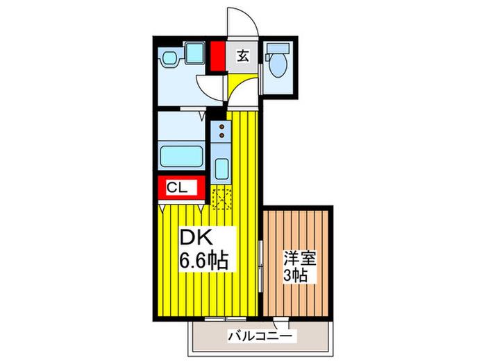 メッツァネスト(1DK/2階)の間取り写真