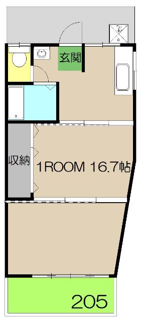 高の森コーポ(1LDK/2階)の間取り写真