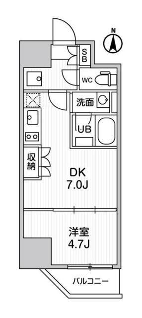 オルタナ亀戸3(1DK/12階)の間取り写真