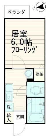 ソミュール百草I(1K/2階)の間取り写真