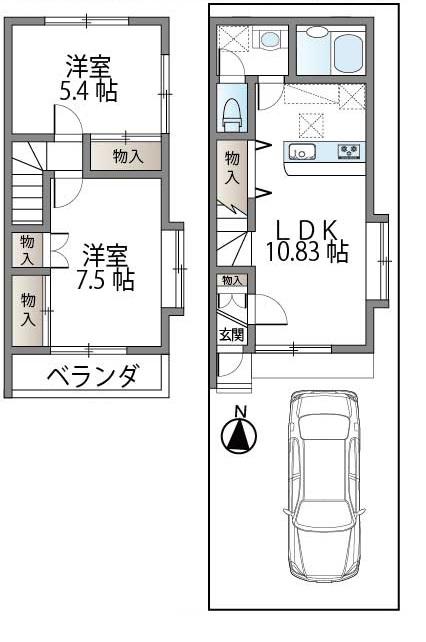 メゾン・サンヴァリエ(2LDK/1階)の間取り写真